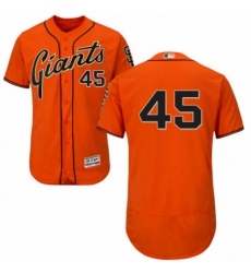 Mens Majestic San Francisco Giants 45 Derek Holland Orange Alternate Flex Base Authentic Collection MLB Jersey
