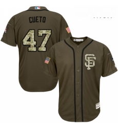 Mens Majestic San Francisco Giants 47 Johnny Cueto Authentic Green Salute to Service MLB Jersey