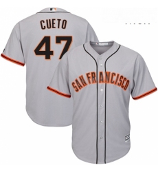 Mens Majestic San Francisco Giants 47 Johnny Cueto Replica Grey Road Cool Base MLB Jersey