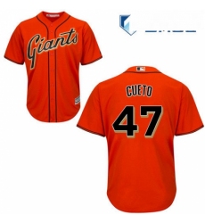 Mens Majestic San Francisco Giants 47 Johnny Cueto Replica Orange Alternate Cool Base MLB Jersey