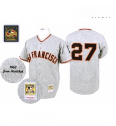 Mens Mitchell and Ness 1962 San Francisco Giants 27 Juan Marichal Authentic Grey Throwback MLB Jersey