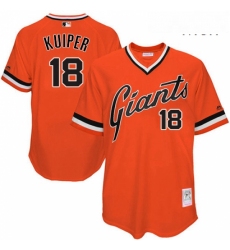 Mens Mitchell and Ness San Francisco Giants 18 Duane Kuiper Replica Orange Throwback MLB Jersey 