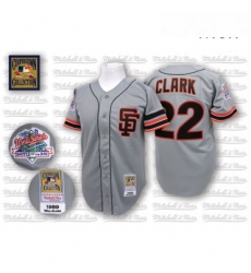 Mens Mitchell and Ness San Francisco Giants 22 Will Clark Replica Grey Throwback MLB Jersey