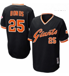 Mens Mitchell and Ness San Francisco Giants 25 Barry Bonds Replica Black Throwback MLB Jersey
