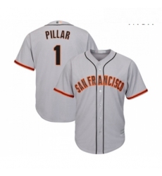 Mens San Francisco Giants 1 Kevin Pillar Replica Grey Road Cool Base Baseball Jersey 