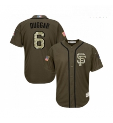 Mens San Francisco Giants 6 Steven Duggar Authentic Green Salute to Service Baseball Jersey 