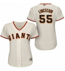 Women San Francisco Giants Tim Lincecum 55 White Stitched Cool Base MLB Jersey