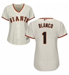 Womens Majestic San Francisco Giants 1 Gregor Blanco Replica Cream Home Cool Base MLB Jersey 