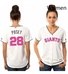 Womens Majestic San Francisco Giants 28 Buster Posey Authentic White Mothers Day Cool Base MLB Jersey