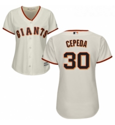 Womens Majestic San Francisco Giants 30 Orlando Cepeda Replica Cream Home Cool Base MLB Jersey