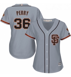 Womens Majestic San Francisco Giants 36 Gaylord Perry Replica Grey Road 2 Cool Base MLB Jersey