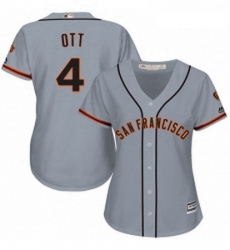 Womens Majestic San Francisco Giants 4 Mel Ott Authentic Grey Road Cool Base MLB Jersey