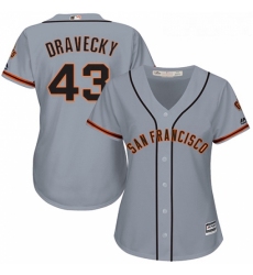 Womens Majestic San Francisco Giants 43 Dave Dravecky Authentic Grey Road Cool Base MLB Jersey