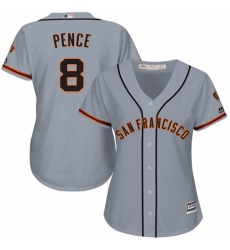 Womens Majestic San Francisco Giants 8 Hunter Pence Replica Grey Road Cool Base MLB Jersey