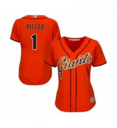 Womens San Francisco Giants 1 Kevin Pillar Replica Orange Alternate Cool Base Baseball Jersey 