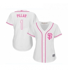 Womens San Francisco Giants 1 Kevin Pillar Replica White Fashion Cool Base Baseball Jersey 