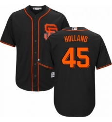 Youth Majestic San Francisco Giants 45 Derek Holland Replica Black Alternate Cool Base MLB Jersey 