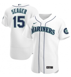 Men Seattle Mariners 15 Kyle Seager Men Nike White Home 2020 Flex Base Player MLB Jersey