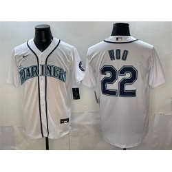 Men Seattle Mariners 22 Bryan Woo White Cool Base Stitched Baseball Jersey
