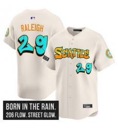 Men Seattle Mariners 29 Cal Raleigh Cream 2025 Graffiti Emerald Drop Edition Vapor Premier Limited Stitched Jersey