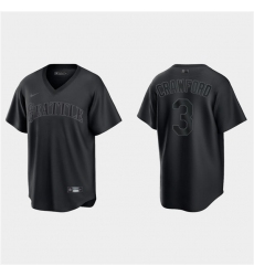 Men Seattle Mariners 3 J P  Crawford Black Pitch Black Fashion Replica Stitched Jersey