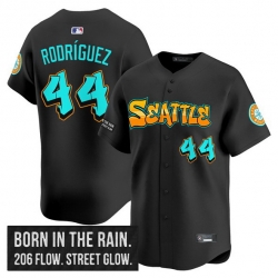 Men Seattle Mariners 44 Julio Rodr EDguez Black 2025 Graffiti Emerald Drop Edition Vapor Premier Limited Stitched Jersey