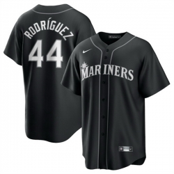 Men Seattle Mariners 44 Julio Rodr EDguez Black Lights Out Limited Stitched Baseball Jersey