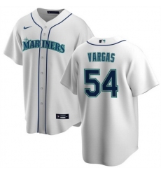 Men Seattle Mariners 54 Carlos Vargas White Cool Base Stitched Jersey