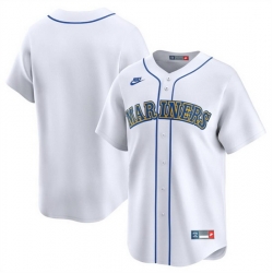 Men Seattle Mariners Blank White Throwback Cooperstown Limited Stitched Jersey