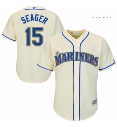 Mens Majestic Seattle Mariners 15 Kyle Seager Replica Cream Alternate Cool Base MLB Jersey