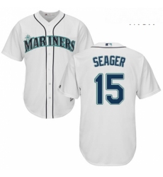 Mens Majestic Seattle Mariners 15 Kyle Seager Replica White Home Cool Base MLB Jersey