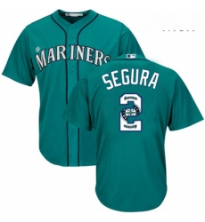 Mens Majestic Seattle Mariners 2 Jean Segura Authentic Teal Green Team Logo Fashion Cool Base MLB Jersey