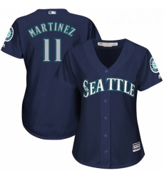 Womens Majestic Seattle Mariners 11 Edgar Martinez Replica Navy Blue Alternate 2 Cool Base MLB Jersey 