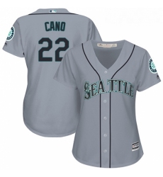 Womens Majestic Seattle Mariners 22 Robinson Cano Replica Grey Road Cool Base MLB Jersey