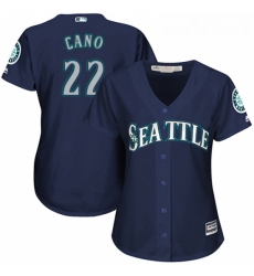 Womens Majestic Seattle Mariners 22 Robinson Cano Replica Navy Blue Alternate 2 Cool Base MLB Jersey