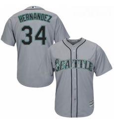 Womens Majestic Seattle Mariners 34 Felix Hernandez Authentic Grey Road Cool Base MLB Jersey