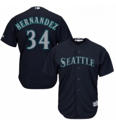 Womens Majestic Seattle Mariners 34 Felix Hernandez Authentic Navy Blue Alternate 2 Cool Base MLB Jersey