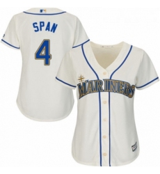 Womens Majestic Seattle Mariners 4 Denard Span Authentic Cream Alternate Cool Base MLB Jersey 