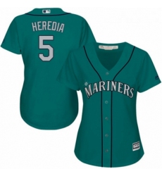 Womens Majestic Seattle Mariners 5 Guillermo Heredia Authentic Teal Green Alternate Cool Base MLB Jersey 