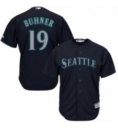 Youth Majestic Seattle Mariners 19 Jay Buhner Replica Navy Blue Alternate 2 Cool Base MLB Jersey 