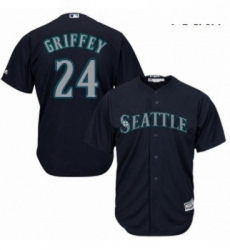 Youth Majestic Seattle Mariners 24 Ken Griffey Authentic Navy Blue Alternate 2 Cool Base MLB Jersey