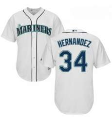 Youth Majestic Seattle Mariners 34 Felix Hernandez Authentic White Home Cool Base MLB Jersey