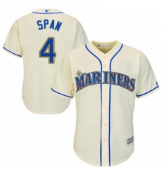 Youth Majestic Seattle Mariners 4 Denard Span Authentic Cream Alternate Cool Base MLB Jersey 