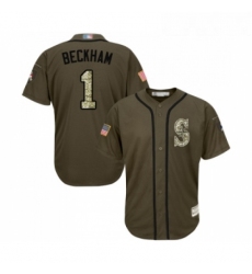 Youth Seattle Mariners 1 Tim Beckham Authentic Green Salute to Service Baseball Jersey 