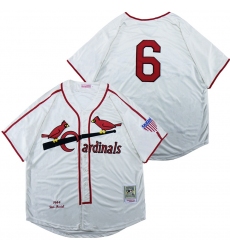 Men St.Louis Cardinals 6 Stan Musial White 1944 Throwback Jersey