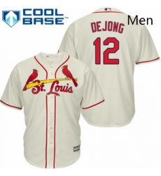 Mens Majestic St Louis Cardinals 12 Paul DeJong Replica Cream Alternate Cool Base MLB Jersey 