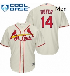 Mens Majestic St Louis Cardinals 14 Ken Boyer Replica Cream Alternate Cool Base MLB Jersey