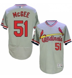 Mens Majestic St Louis Cardinals 51 Willie McGee Grey Flexbase Authentic Collection Cooperstown MLB Jersey 