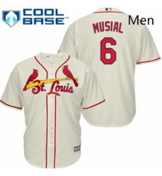 Mens Majestic St Louis Cardinals 6 Stan Musial Replica Cream Alternate Cool Base MLB Jersey