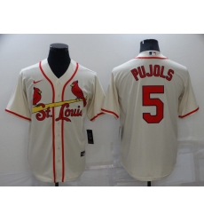 Men's St Louis Cardinals #5 Albert Pujols Cream Stitched MLB Cool Base Nike Jersey